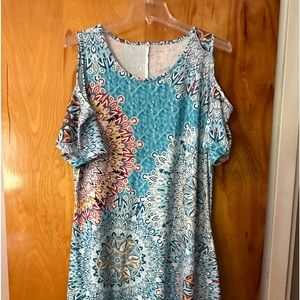 Cold shoulder multi colored dress